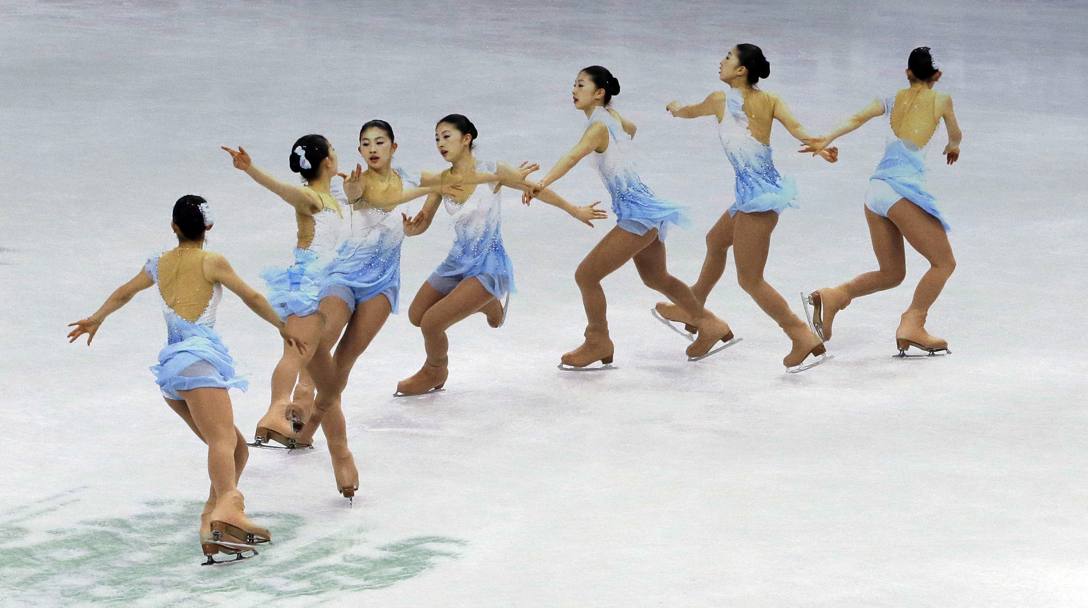 Seoul, Campionati ISU dei Quattro continenti di pattinaggio di figura: l’esercizio della giapponese Yuka Nagai, in multiesposizione (Ap)